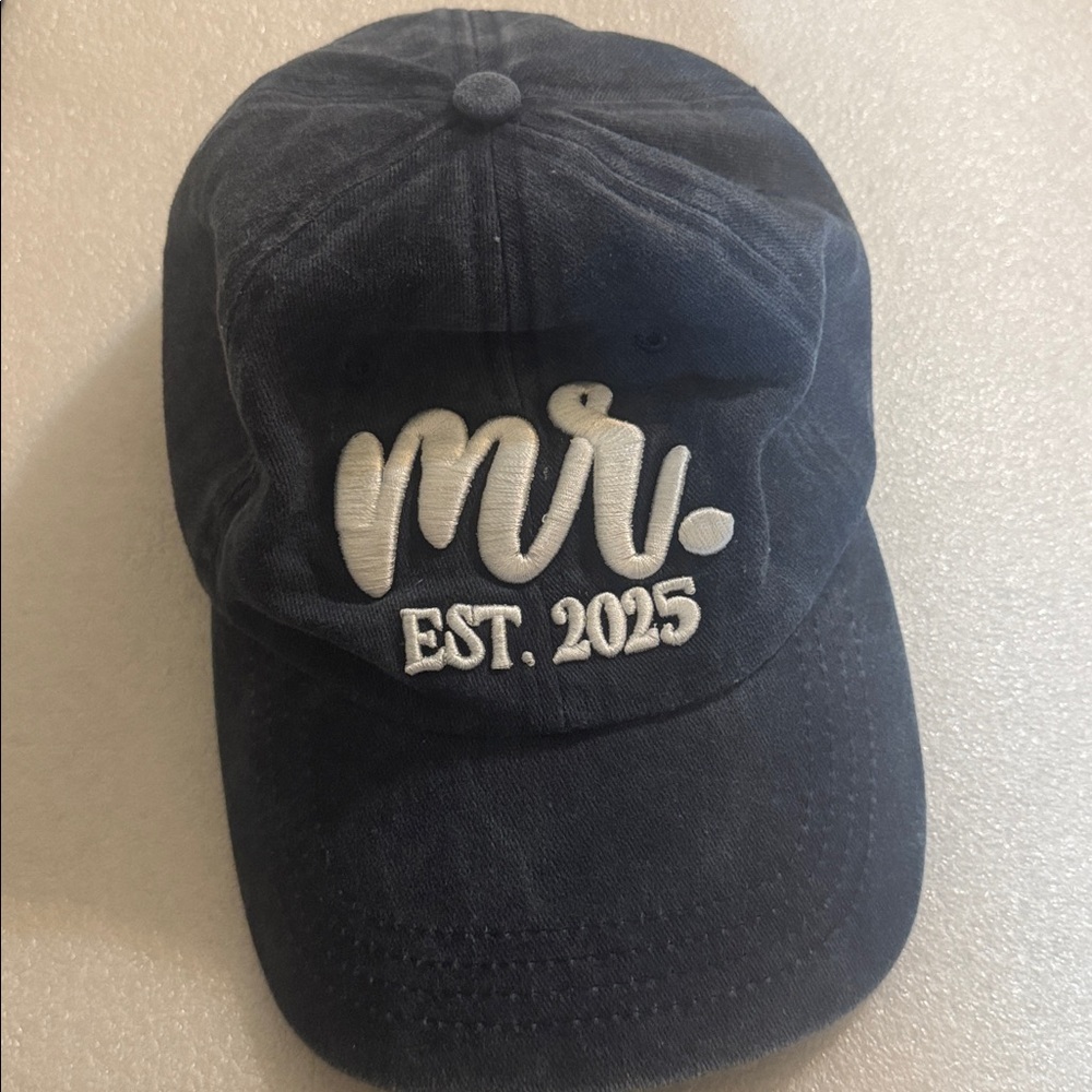 Mr. est 2025 embroidered cotton‎ blue  ball cap hat